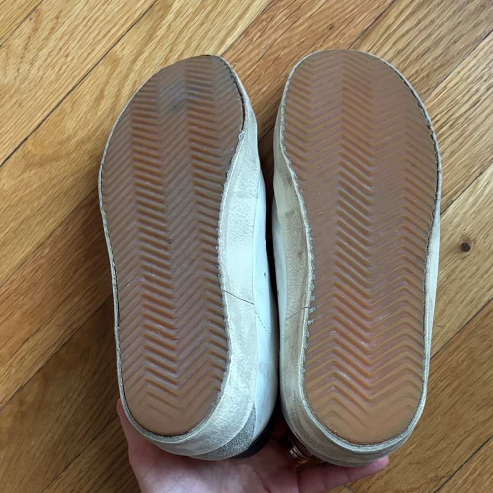 Golden Goose White and Navy Superstar Sneakers - Picture 6 of 7